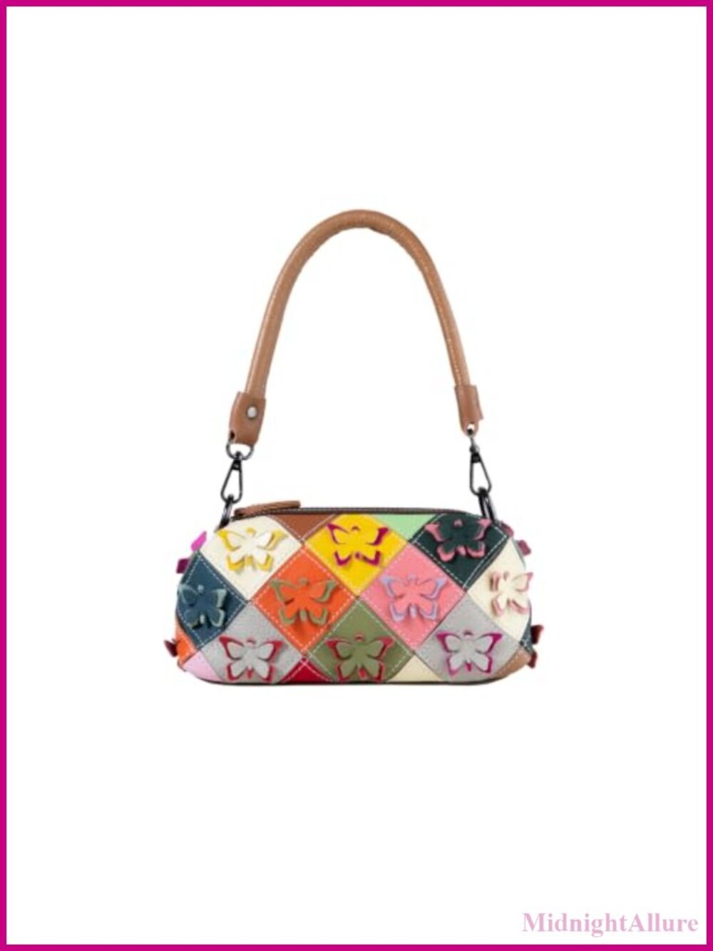 Genuine Leather Crossbody Bag 3D Floral Patchwork Small Handbag